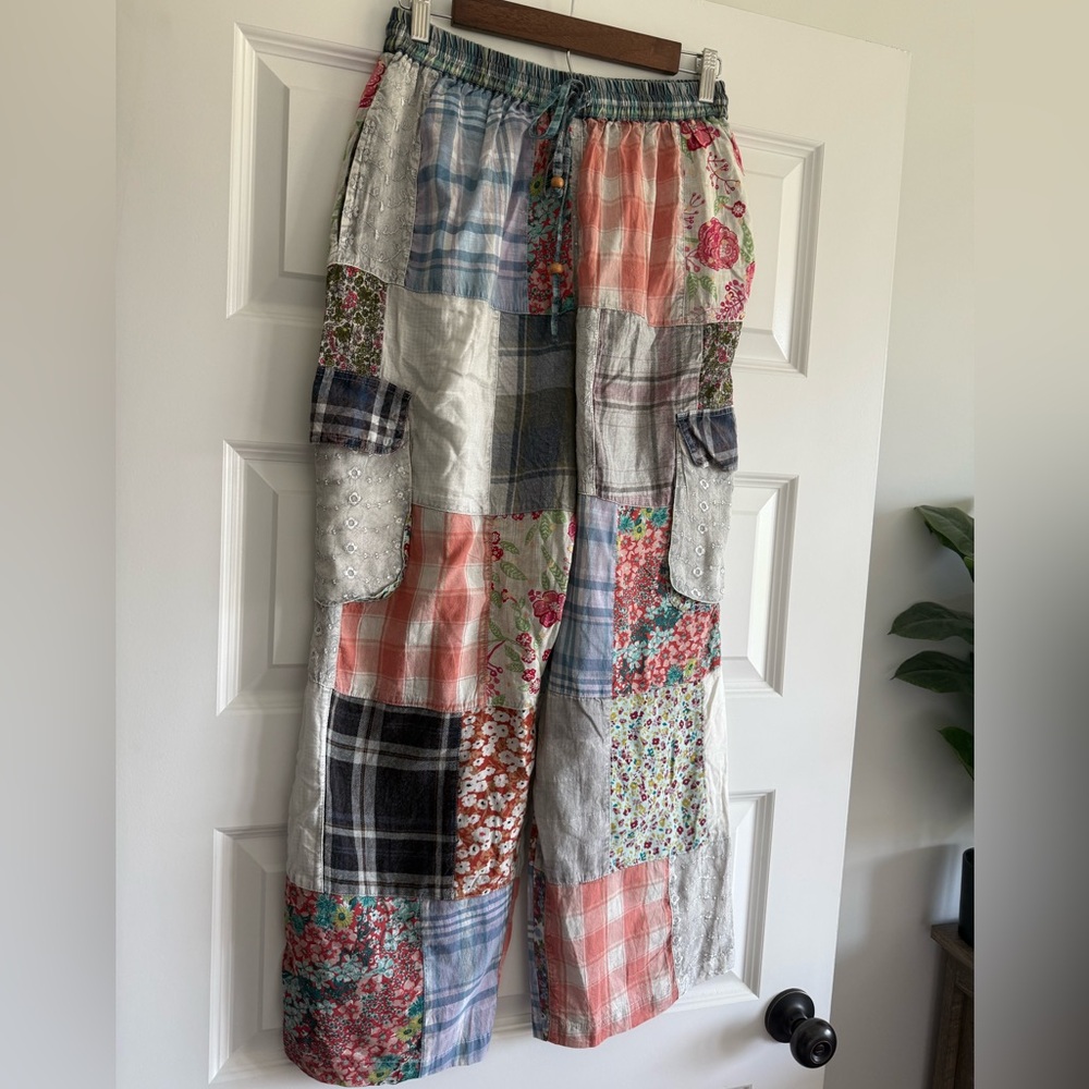 Young Threads Patchwork Pants NWT Medium Boho Cot… - image 4